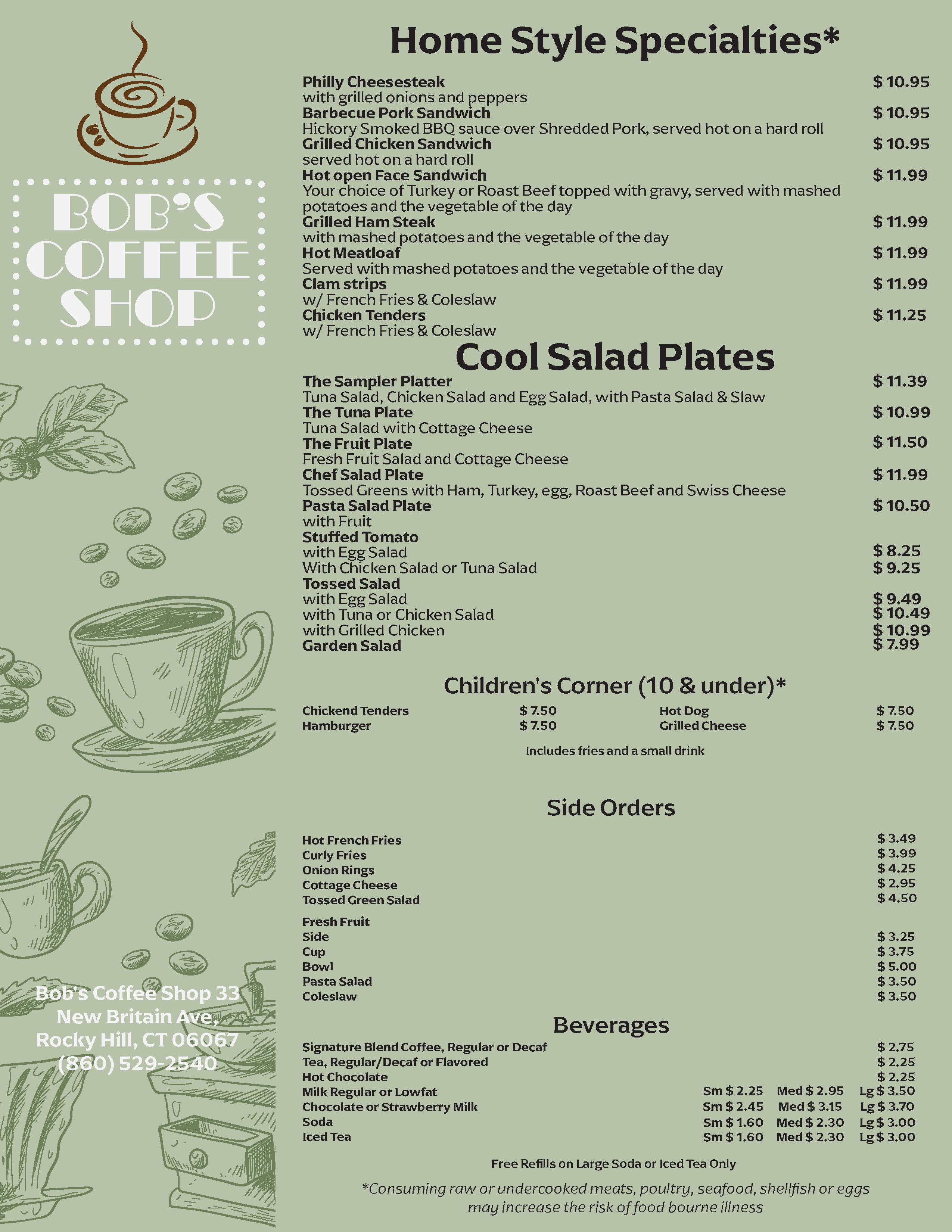 Homestyle meal served at Bob's Coffee Shop in Rocky Hill